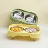 Pet Eating and Drinking Water Cat Bowl Boxed Sofa Stainless Steel Double Bowl Cat Food Basin Cat Supplies