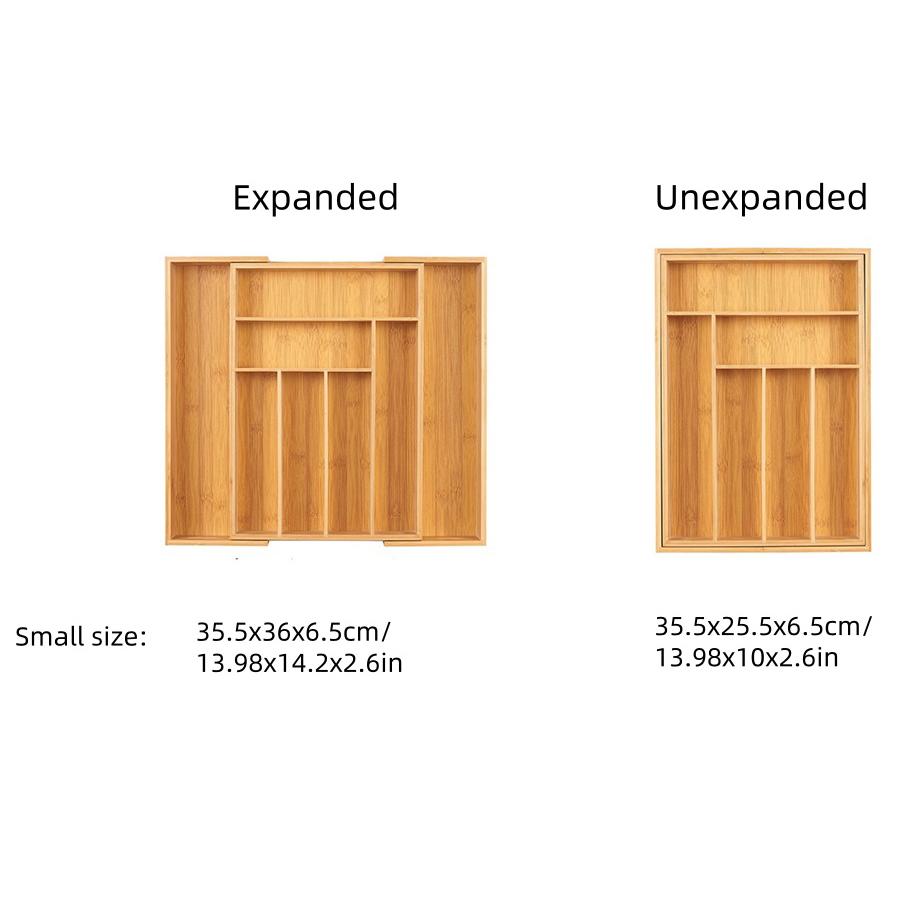 

Органайзер для кухонных принадлежностей, бамбуковый расширяемый органайзер для столовых приборов, держатель для посуды, регулируемый лоток для столовых приборов