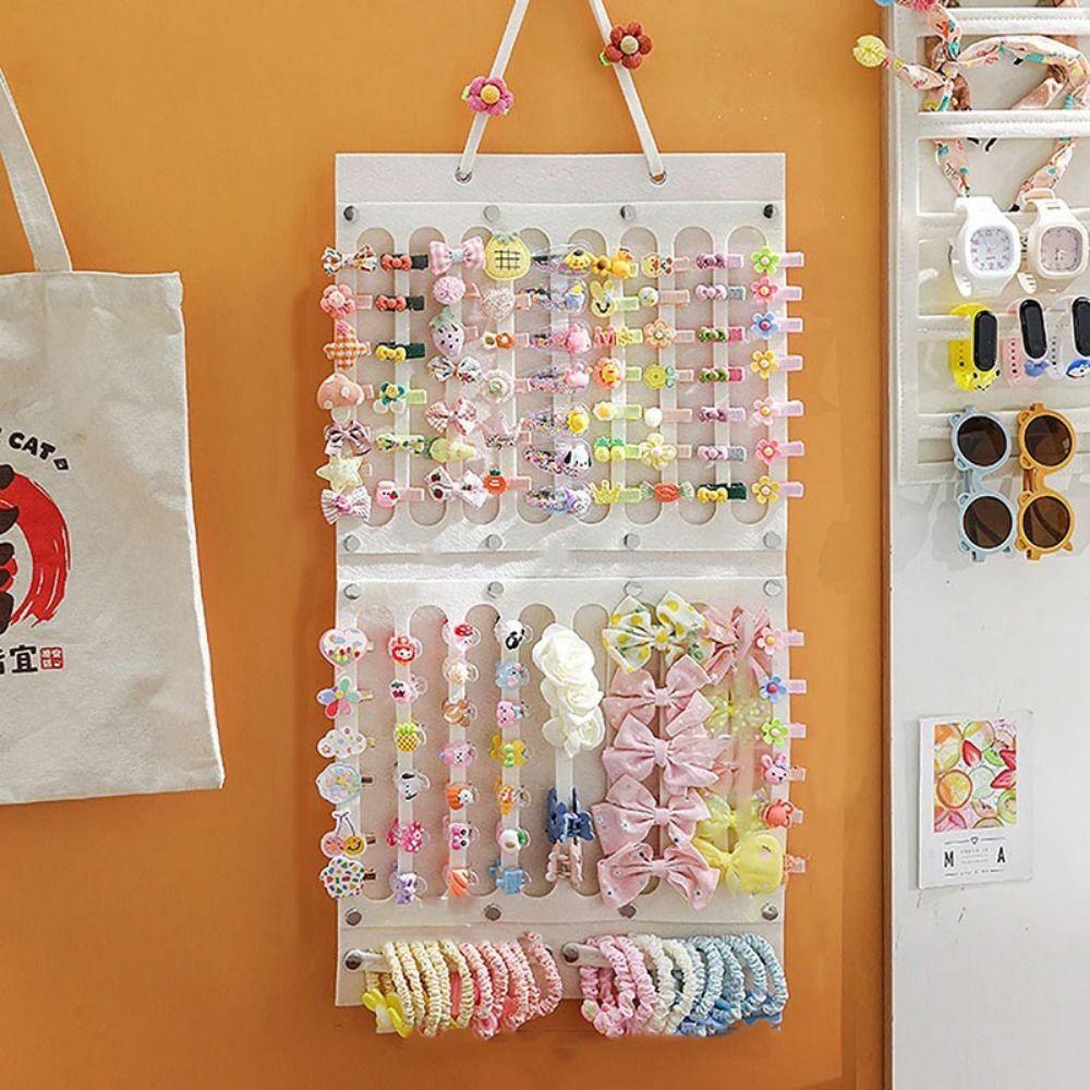 

Большой вместительный органайзер для бантов для волос, розовый кронштейн для хранения украшений для комнаты девочки S бежевый