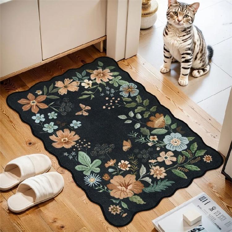 Functional Indoor Rugs 60x90cm, Light with Florals Floor Mats Machine Washable for Easy Maintenance