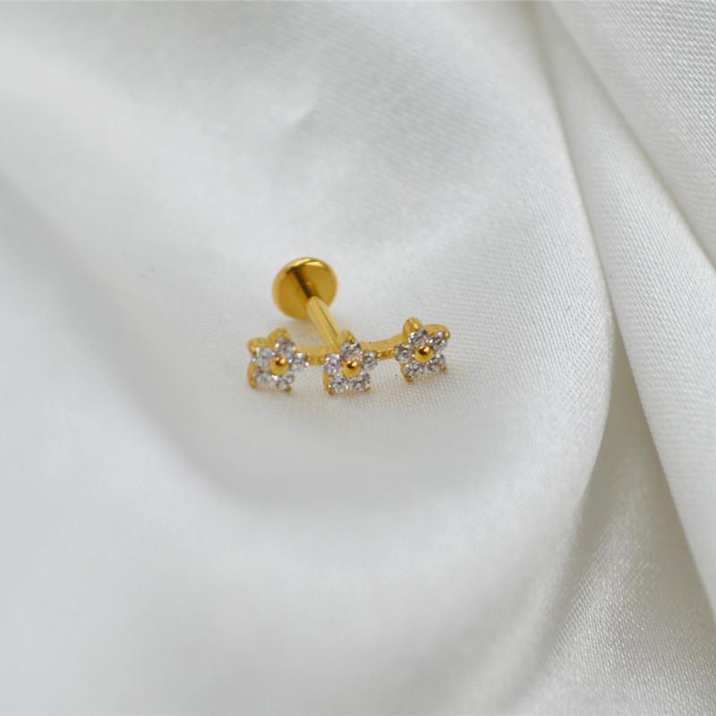 G23 Titanium Zircon Flower Lip & Tragus Stud