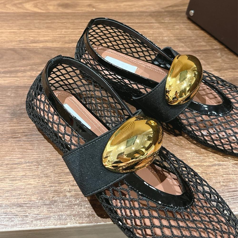 Mary Jane Strass-Ballerinas - Atmungsaktives Netz mit einzelner Schnalle
