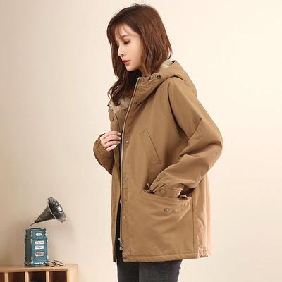 Casual Loose Warm Jacket Women's Hooded Winter Coat with Thicken Fleece Lining