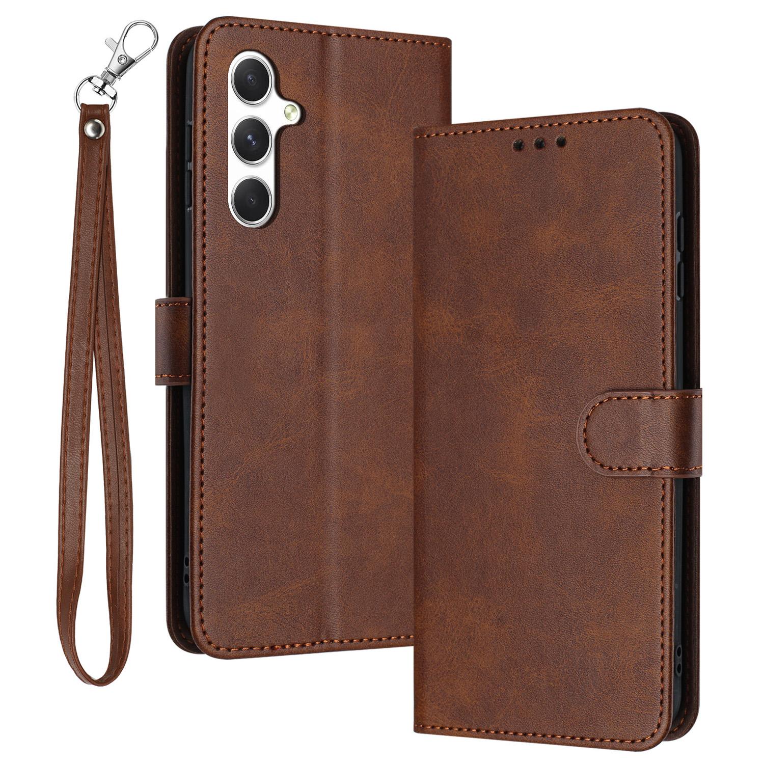 

For Samsung Galaxy M55 5G/C55 5G/F55 5G Leather Wallet Stand Case Scratch-Proof Phone Cover Brown