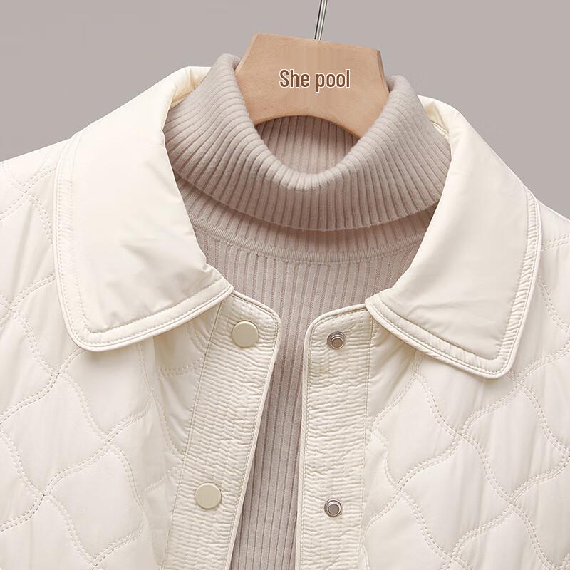 Shechi Women's Diamond Quilted Lapel Padded Jacket