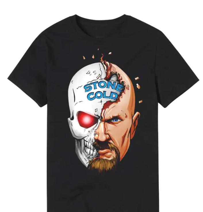 Stone Cold   Steve Austin Half Skull T-Shirt Unisex T-Shirt XL
