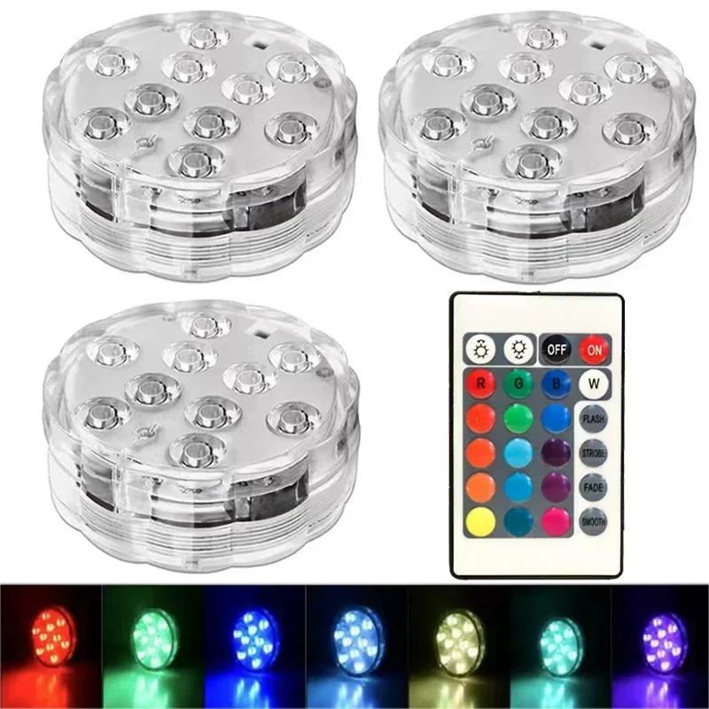 10Led Swimming Pool Light Remote Control RGB Dive Fish Light LED Underwater Lamp Ship/Car Decorative Lamp for Vase Aquarium