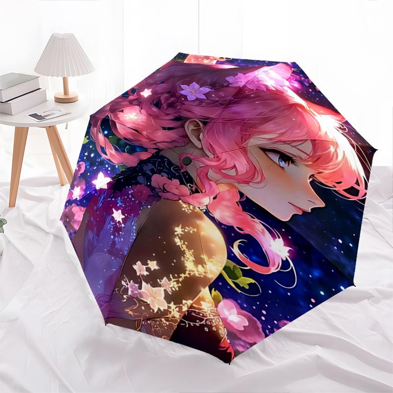 1pc Floral Fantasy Umbrella Auto-Open Close, Foldable Design, Outdoor Shelter for Festivals & Everyday Use - Perfect Gift for Fans!R073