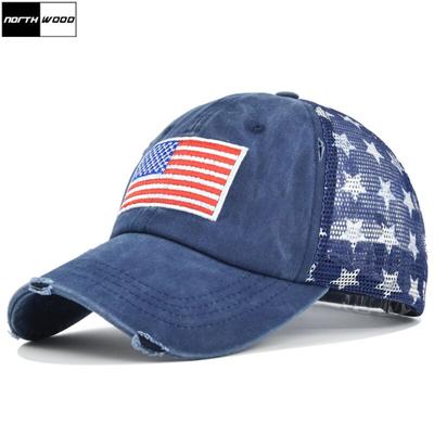 Northwood Damen Baseballkappe mit Mesh Herren Sommerkappen Atmungsaktive Baumwolle Flagge Stickerei Snapback Hut
