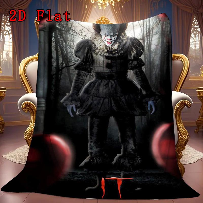 Evil Horror Clown 2D Flat Pattern Flannel Blanket High Quality All Seasons Warmth and Comfort Perfect for Christmas Gifts.SMT0917536