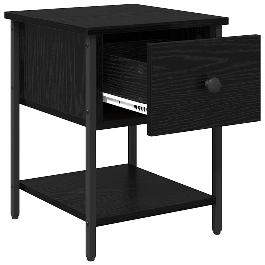 Nightstand Black Oak Effect 34 X 35.5 X 45 Cm Engineered Wood