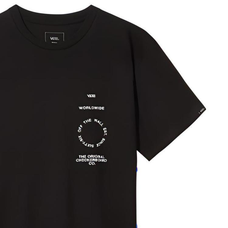 Vans Letter Print Sports Short Sleeve T-Shirt Men Tops Black VN0A49PVBLK