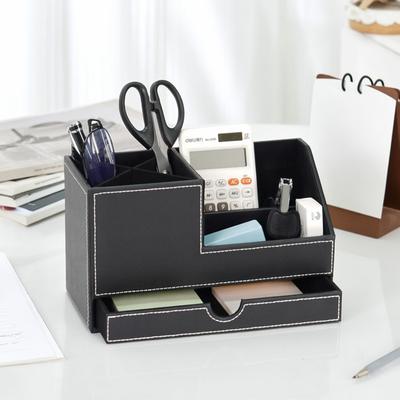 Creative Office Pen Holder Ins High Appearance Level Leather Storage Container Fashion Simple Multi-Functional Storage Box Gift