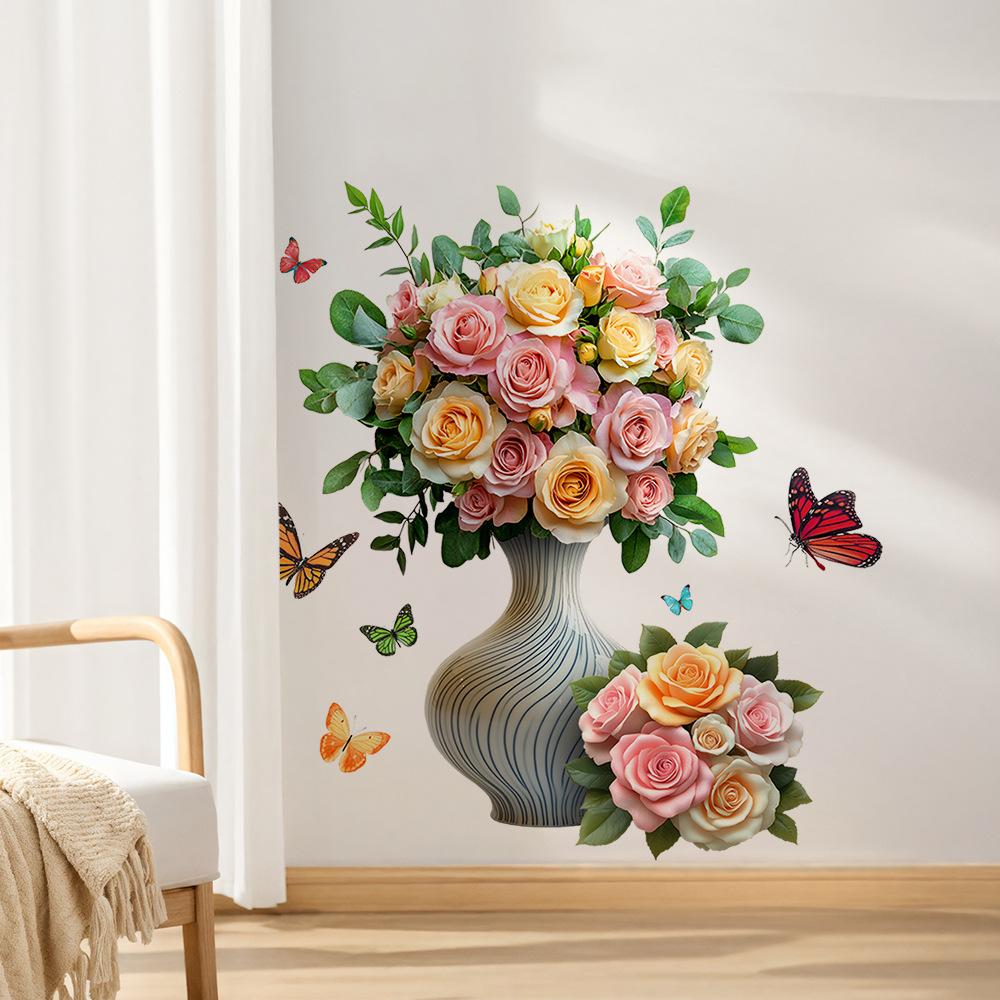 3D Simulation Vase Bedroom Room Wall Stickers Decal Home Living Room Decoration