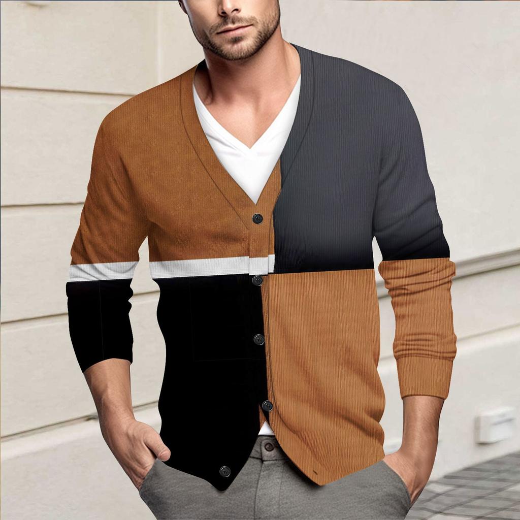 Men'S Casual Long Sleeved Single Breasted Fashionable Cardigan Button Up Jacket
