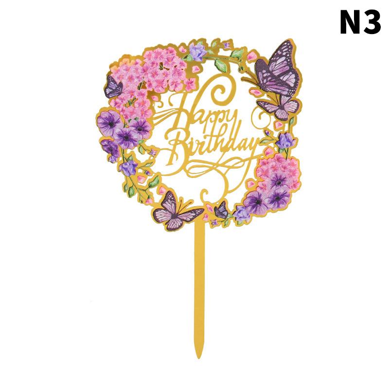 Rose Gold Birthday Party Cake Decorating Tools Happy Birthday Girl Boy Acrylic Cake Topper Baby Shower Dessert Accessories Tools