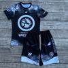 2026 New Parent Child Clothing United World Wrestling Sports Set Black and White Pattern Toothed Shorts Quick Drying T-shirt