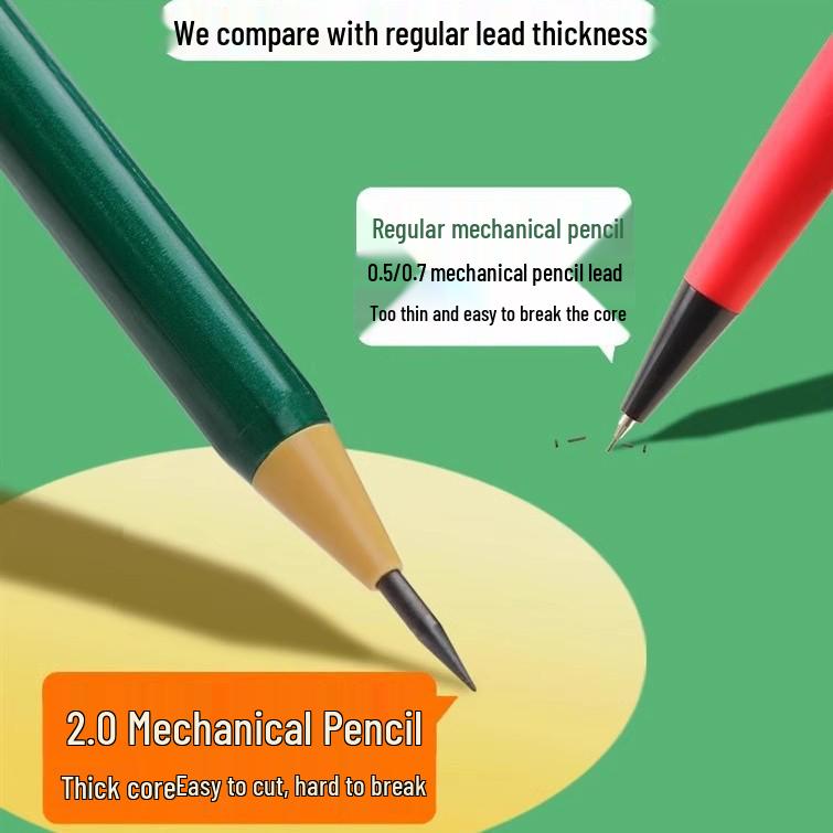 2B Mechanical Exam Pencil: Refillable, Push-Button, Thick Lead, Self-Sharpening, Ideal for Elementary Students