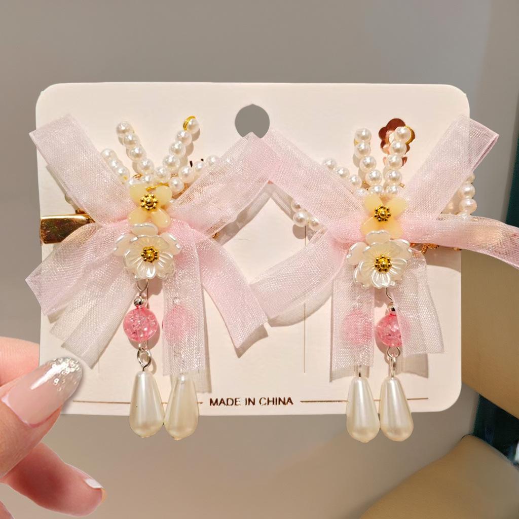 Mid-Autumn Hanfu Fairy Hair Clip - Women's & Children's Ancient Style Floral Tassel, Sweet Accessory for Girls