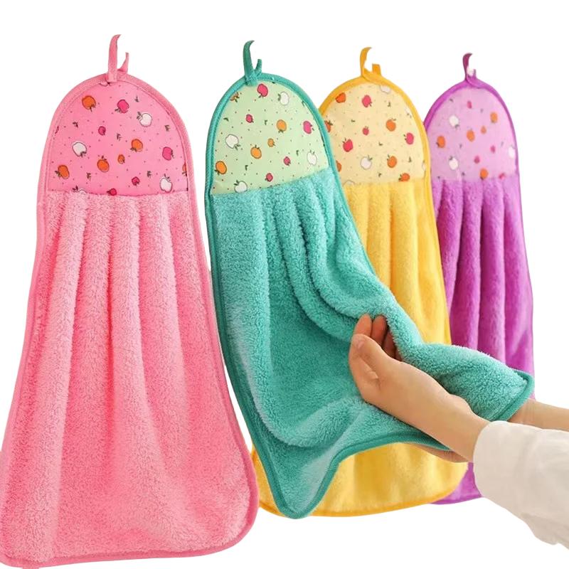 Coral Velvet Bathroom Supplies, Soft Hand Towel, Absorbent Cloth Dishcloths, Hanging Cloth, Kitchen Accessories Coral fleece