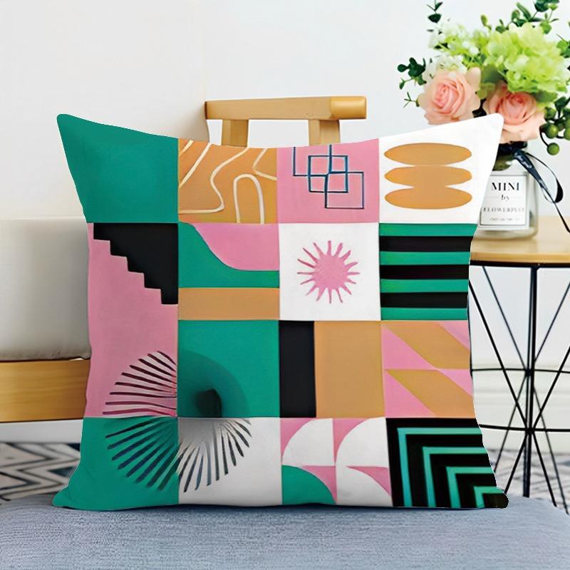 Colorful Geometric Print Decorative Pillowcase Bedroom Living Room Square Cushion Pillowcase