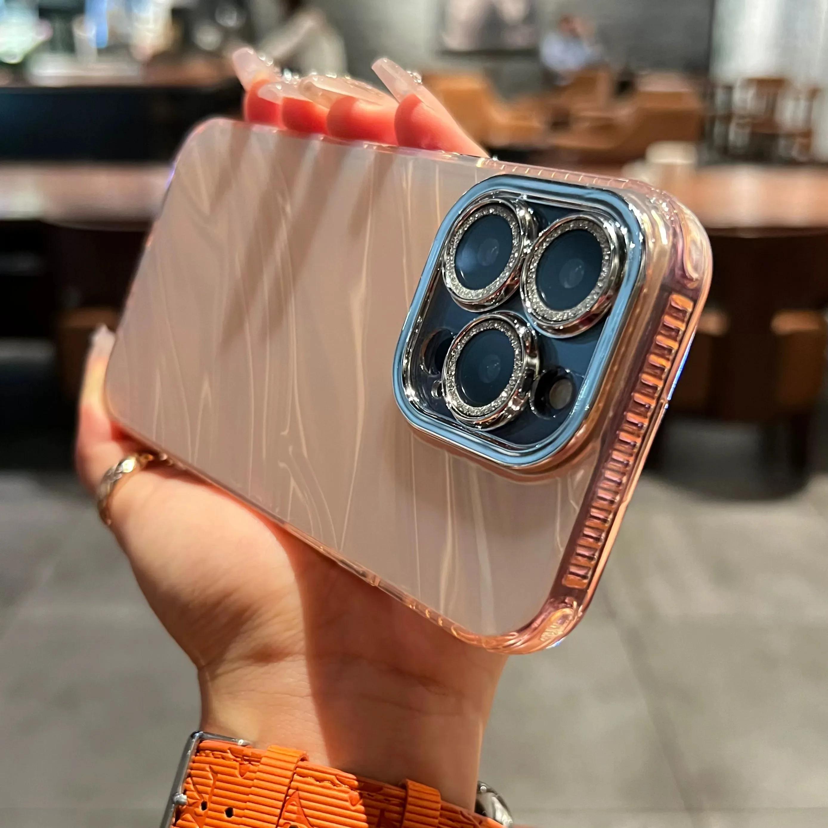 

Роскошный гальванический блестящий чехол для телефона iPhone 11 12 13 14 15 Pro Max Plus, противоударный бампер, чехол For iphone 11Pro max розовый