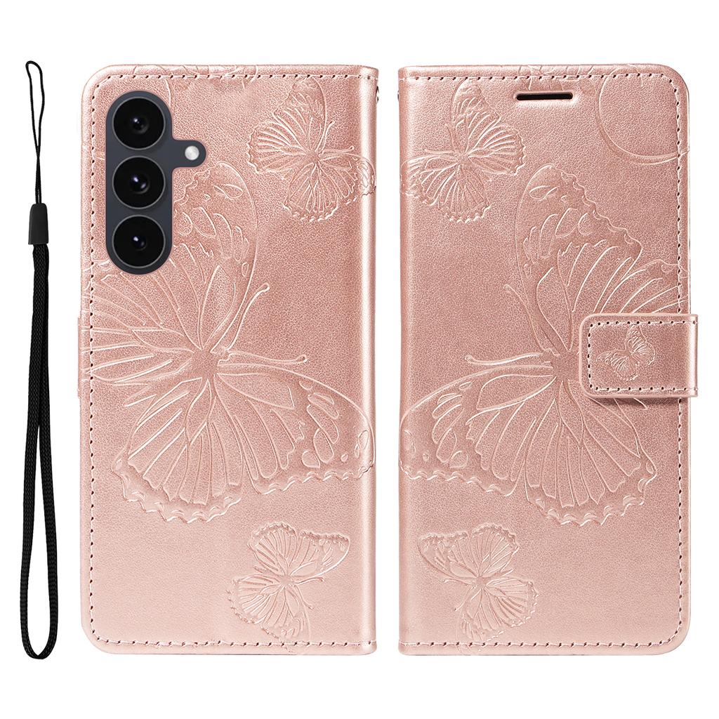 For Samsung Galaxy S25 FE Wallet Case Floral Butterfly Imprinted Leather Phone Cover Stand