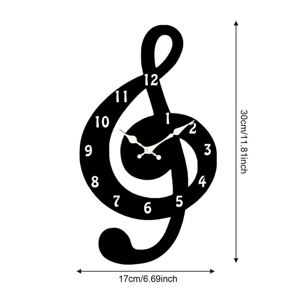 Music Wall Clock Cute Creative Clock Wood for Living Room Hotel Dining Room