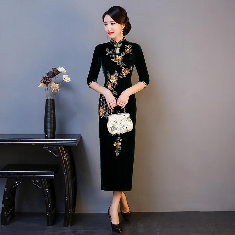 IELGY Jauni cheongsam zelta samta fliteru