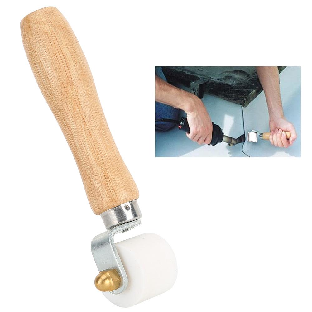 28mm 1.1in PTFE Hand Pressure Roller 2‑Way Bearing Wooden Handle Heat‑Resistant Welding Tool
