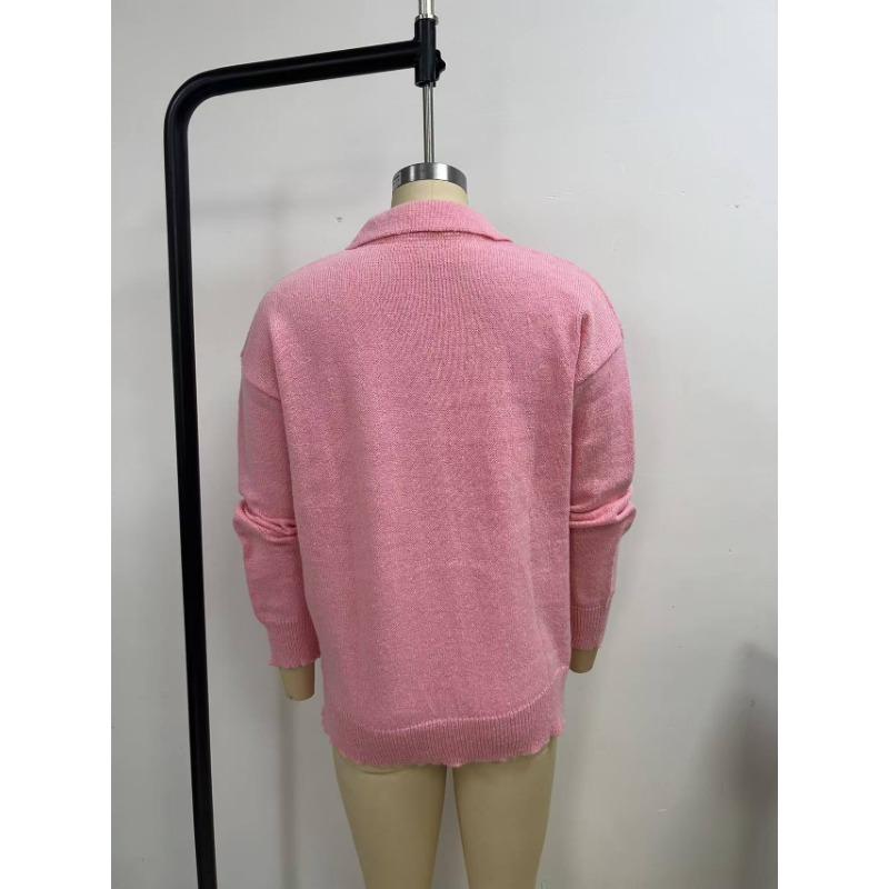 Damen S Gestrickter Knopf-Cardigan Pullover Mantel Einfarbige Langarm Freizeit