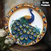 Metal Peacock Wall Art Blue Gold Home Decor Handmade Craft Ornament
