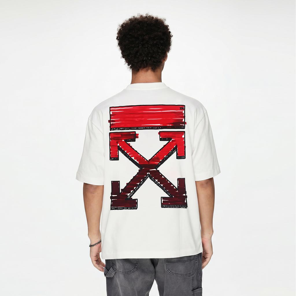 Off-White Ss26 American Street Style Gradient Graffiti Arrow Design Fashion Light Luxury Trendy Versatile Short Sleeve T-Shirt OFFTEGLOG327Q