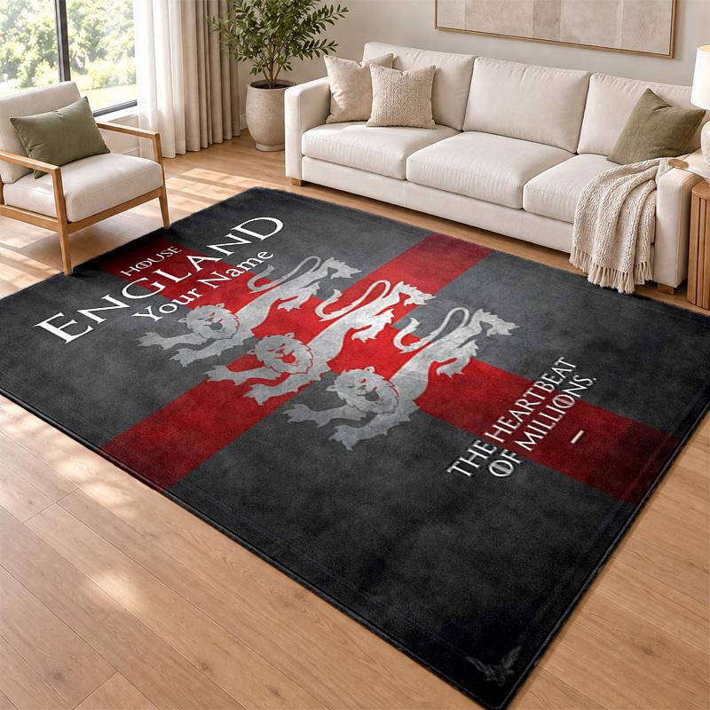 England national football team Custom Name Personalized Rug Non‑Slip Doormat Floor Carpet Housewarming Birthday Gift for Family Friends