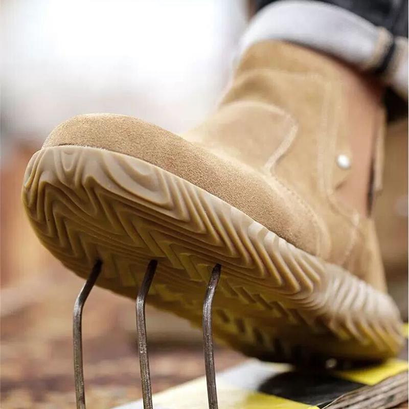 Men's Work Shoes Anti Scalding Welding Boots Steel Safety Boots Men Puncture-Proof Indestructible Shoes Cowhide Protective Shoes
