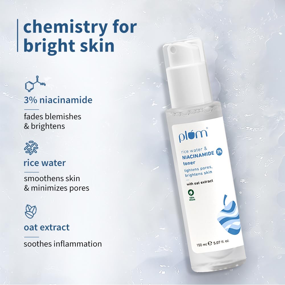 Plum Niacinamide Skin Care Combo Toner 150 Ml Moisturizer 50 G (Free Face Wash )Oil Control Unisex Daily Hydration Set