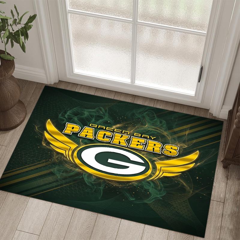 Green Bay Packers Design Crystal Velvet Carpet Cozy Non?Slip Printed Rug For Bedroom Living Room Entrance