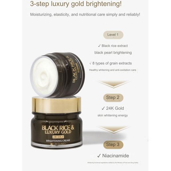 3w Clinic Black Rice & Luxury Gold Brightening Cream 100g