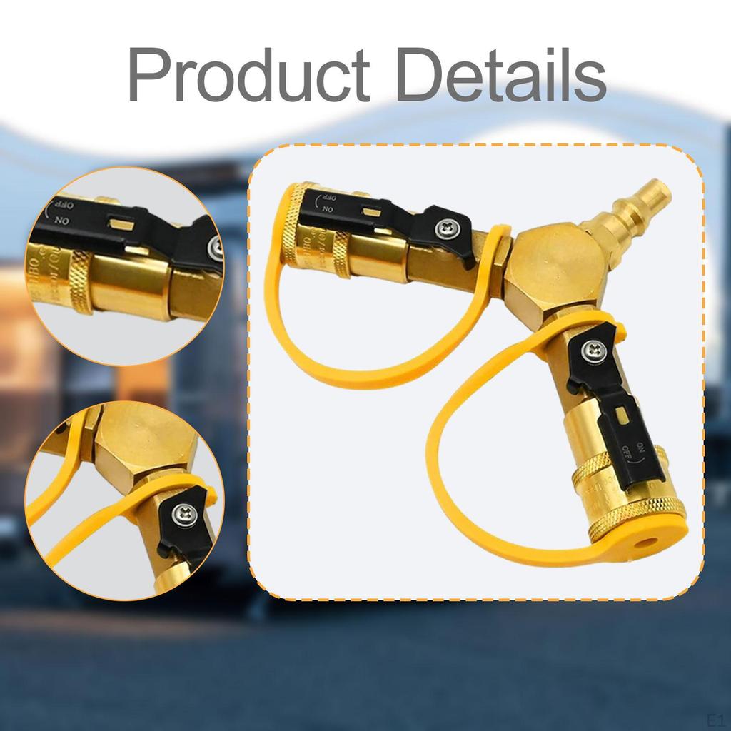 1/4" RV Propane Quick Connect Y Splitter Adapter 2 Way Heavy Duty Professional Disconnect Kit