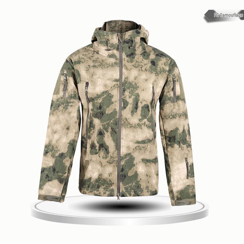 Tactical Softshell Jacket: Windproof, Waterproof, Camouflage for Cycling, Mountaineering, Hiking, and Camping M