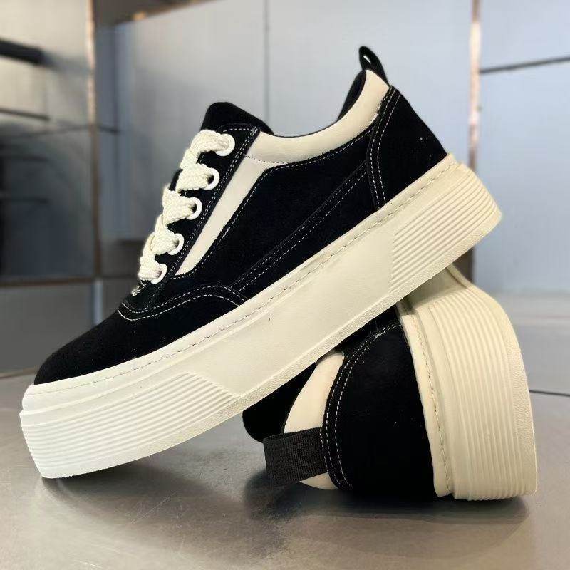Shoes New Casual Board Shoes Student Leather Surface Waterproof and Non-slip Thick Sole Heightening Sports Shoes