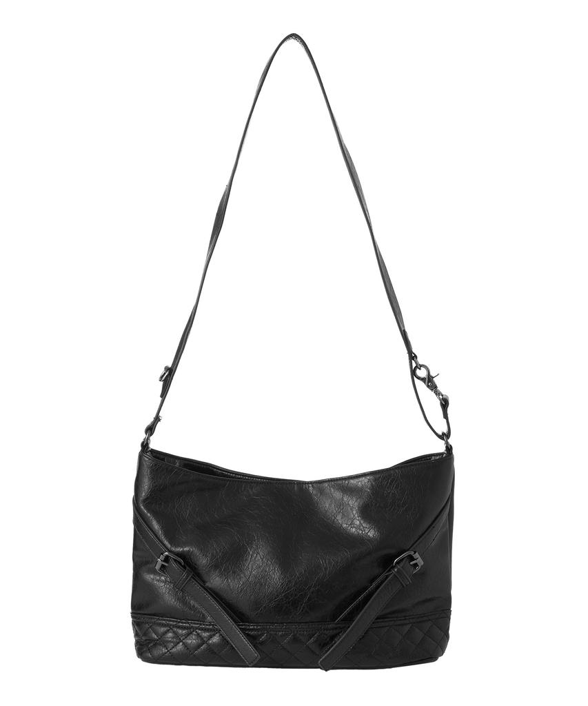 Zeroplanet Leather Buckle Shoulder Bag [Black]