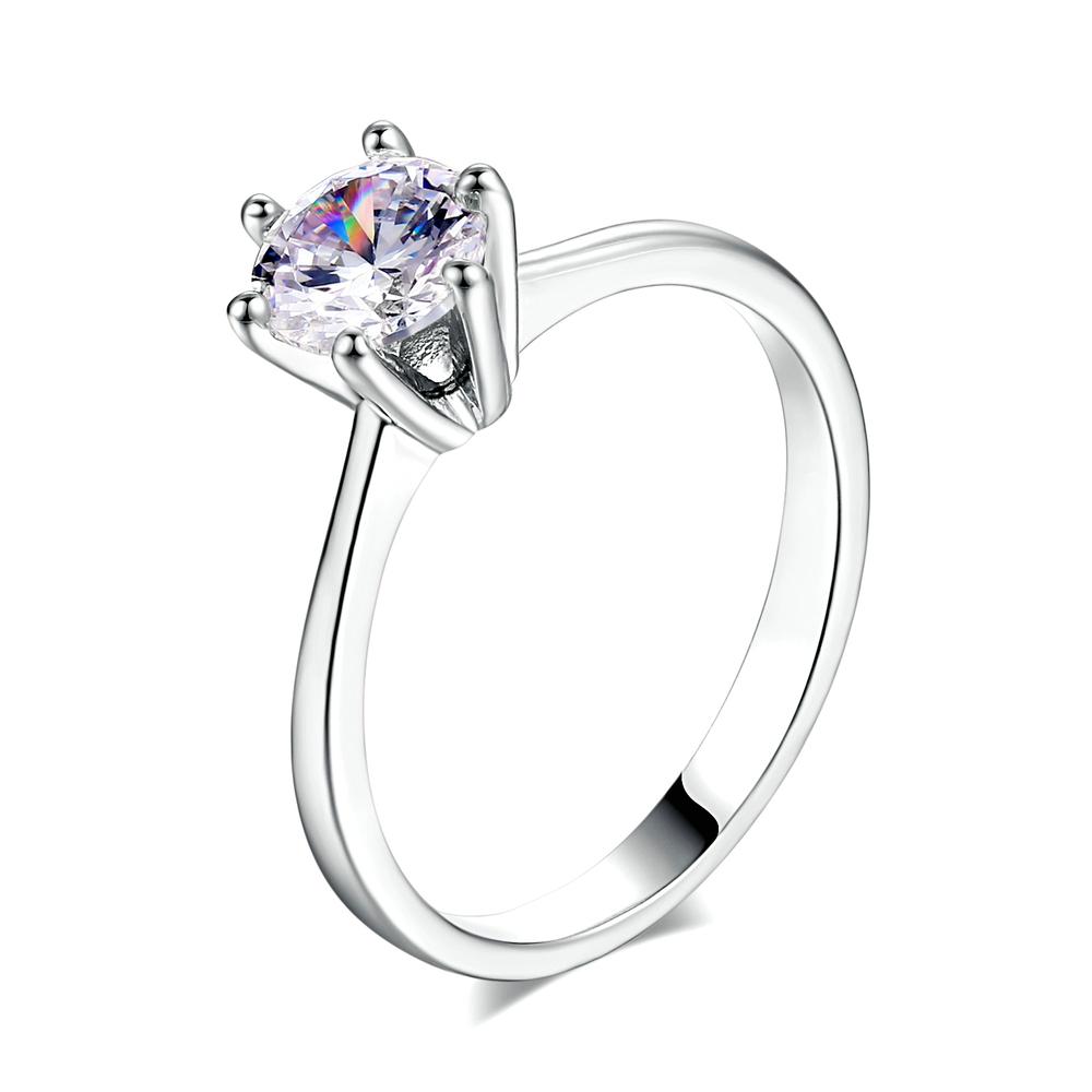 ZHOUYANG Wedding Rings For Women Classic Forever Perfect Cut 1 Carat Zircon Rose Gold Color 6 Claws Gift Wholesale Jewelry R013