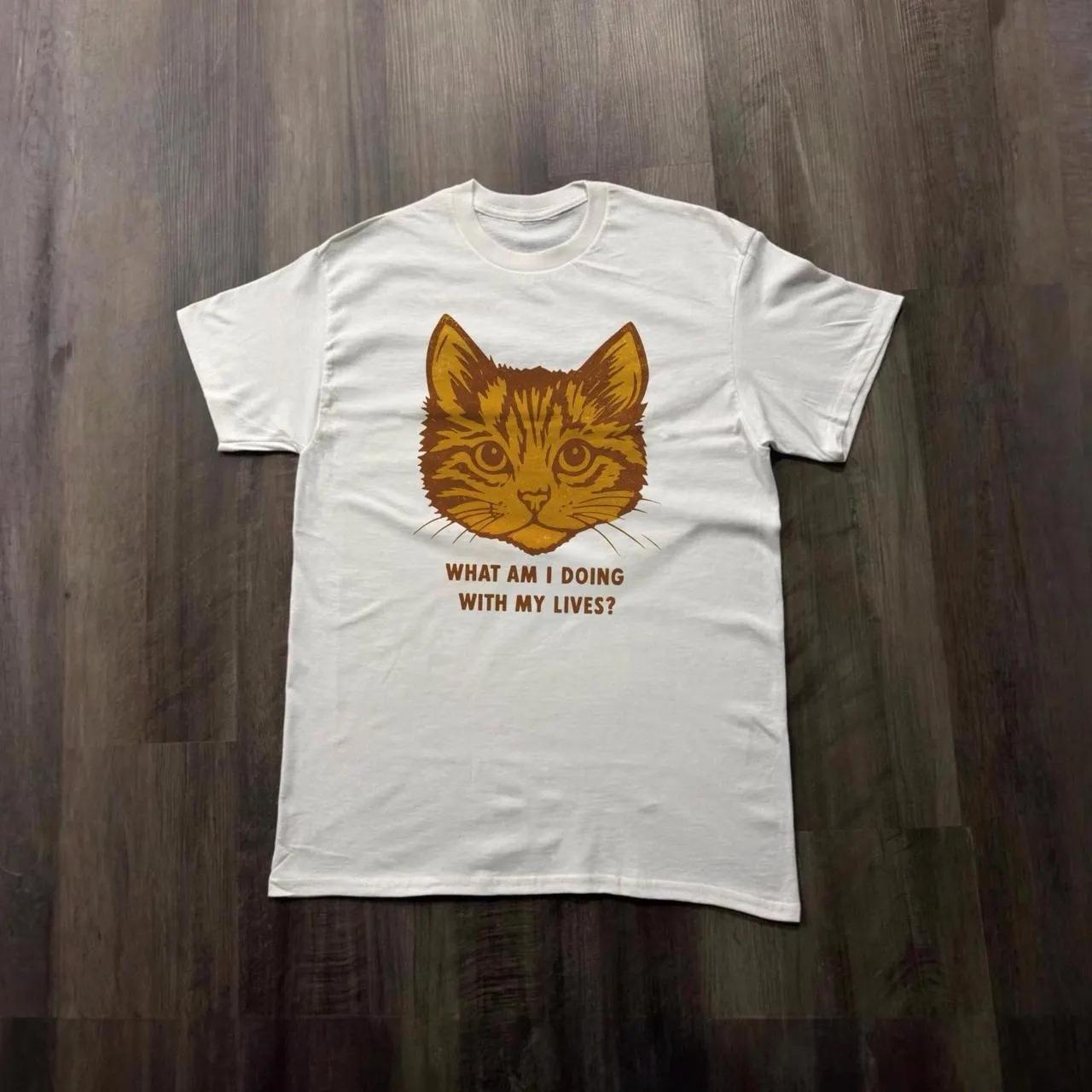 Funny Cat Shirt Vintage Cat Graphic Tee What Am I Doing with My Lives Shirt Retro Cat Lover Gift Unisex Graphic Tee S