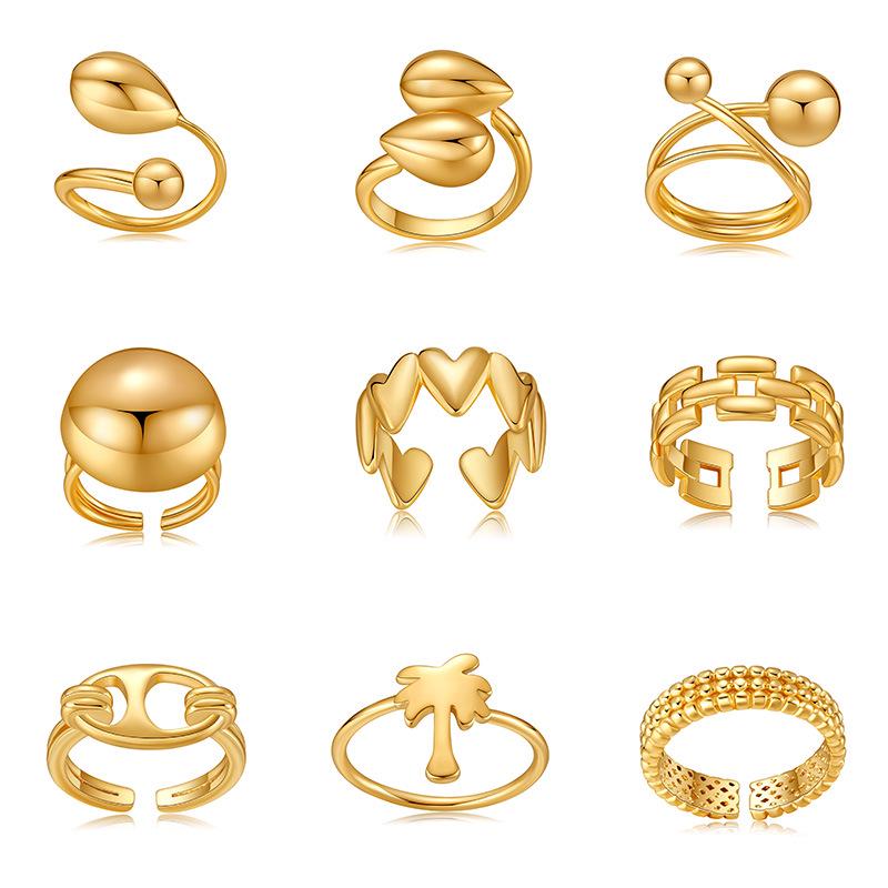 18K Gold Plated Heavy Metal Unisex Ring with High Texture - Eco-Friendly European & American Style