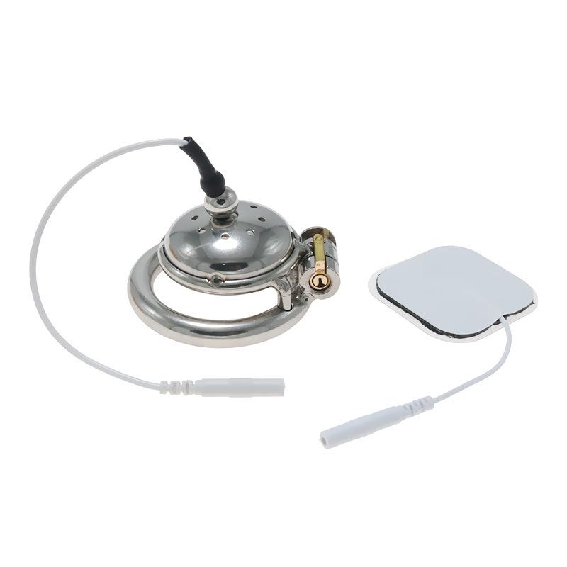 Electric Shock Chastity Lock 9-Hole Breathable Flat Chastity Cleaner Men's Training Masturbation Sex Tool SM
