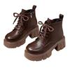 Small man increases height British fried street short boots autumn and winter new thick heel showing feet small velvet Martin boots