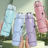 1PC World Map Thin Line Sketch Print 750ml Color Plastic Sports Water Bottle Leakproof Flip Straw Lid Suitable for Sports Office Home Use