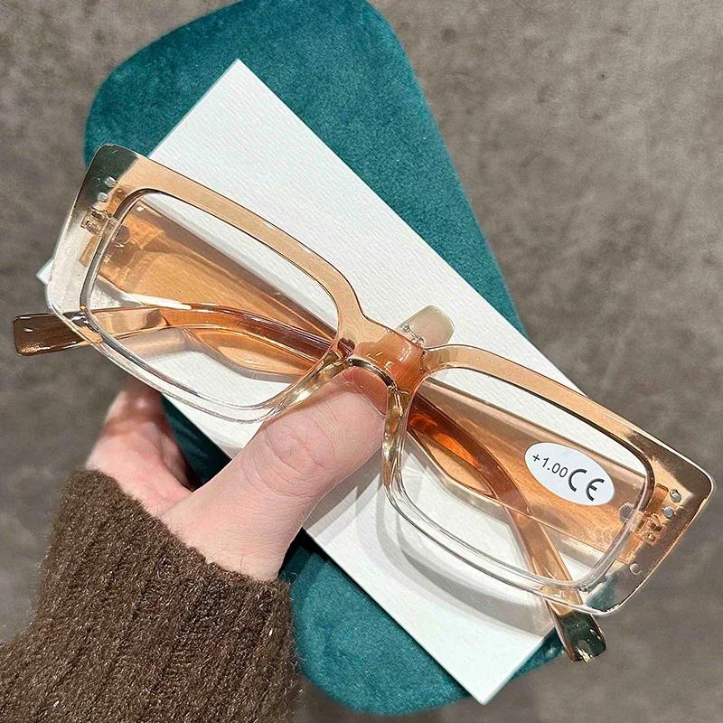Retro Square Reading Glasses with Transparent Lenses and Ultra Lightweight Eye Protection Blue Light Blocking Eye Protection