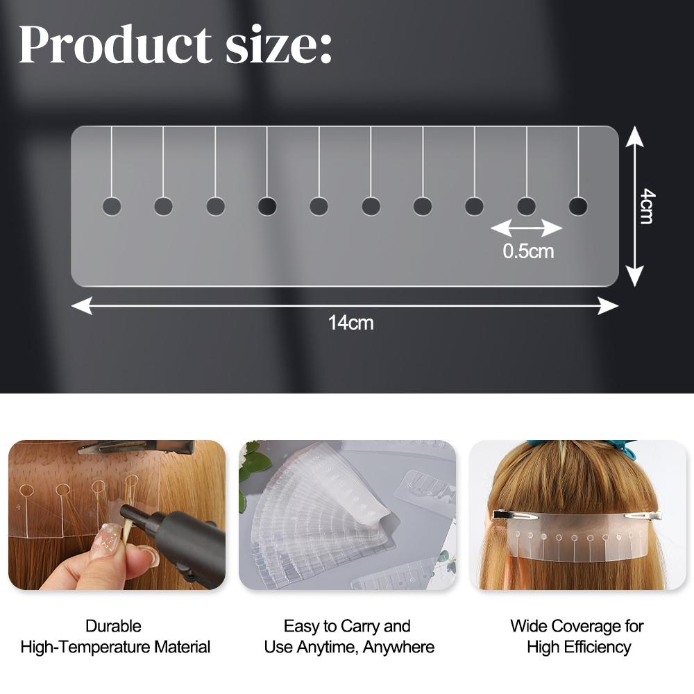 20 PCS Keratin Extension Heat Shield Guards - Multi Hole Long Rectangle Protector for Pre - Bonded & K - Tip Extensions Hair Extension Tools